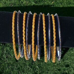 Gold Blue Yellow Metal Bangle Bracelets Set of 10 Rams Pitt Notre Dame Pride